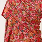 Maroon Pure Pashmina Shawl With Papier Mache Jama Hand Embroidery front