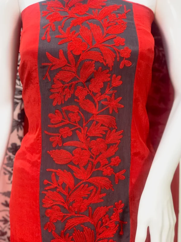 Red Salwar Suit with Kashmiri Aari Embroidery Front