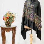 Black Pure Pashmina Shawl With Papier Mache Hand Embroidery