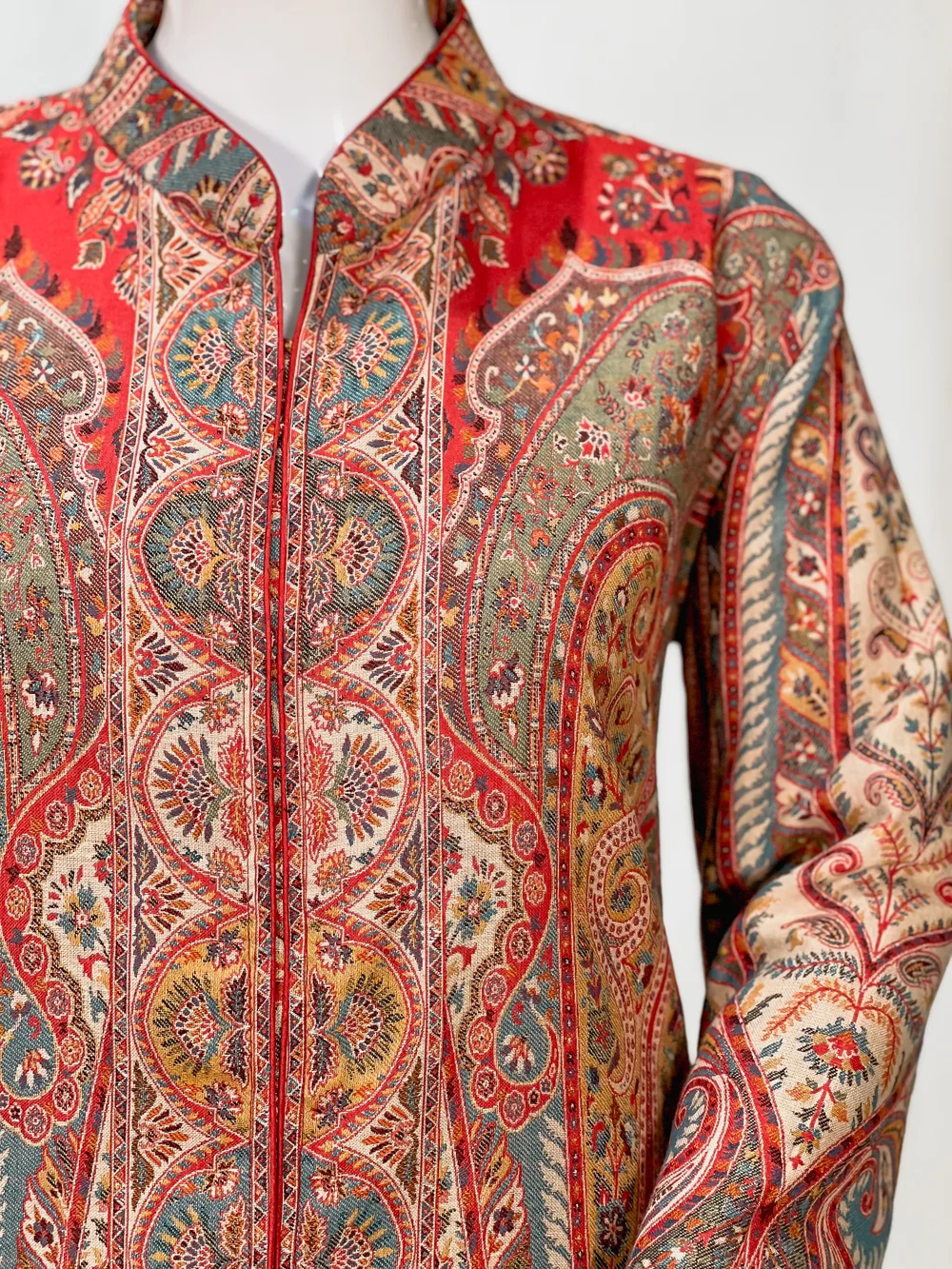 Multi-Colour Kani Weave long Jacket front Multi-Colour Kani Weave long Jacket front