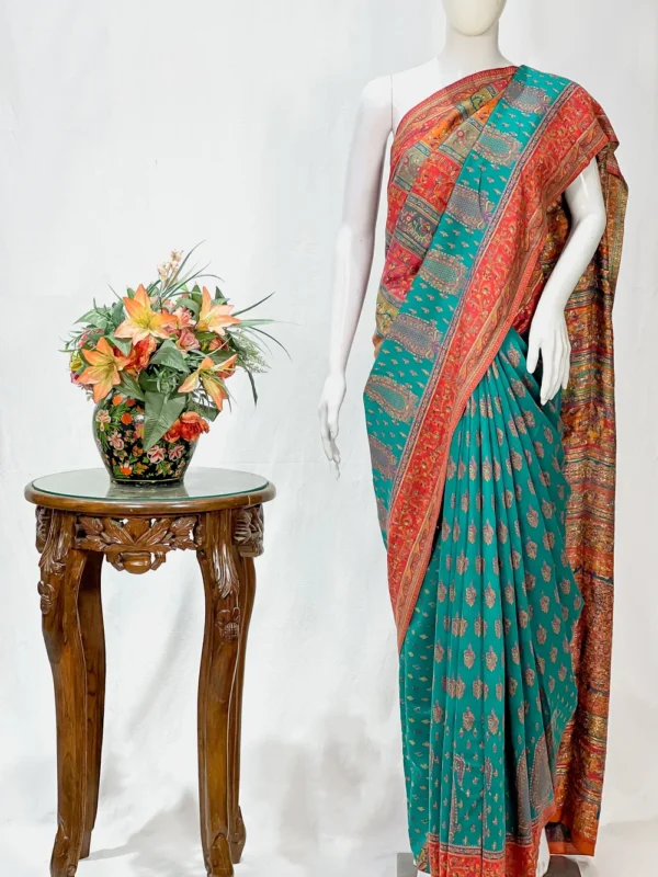 Aqua Green Modal Silk Kani Saree