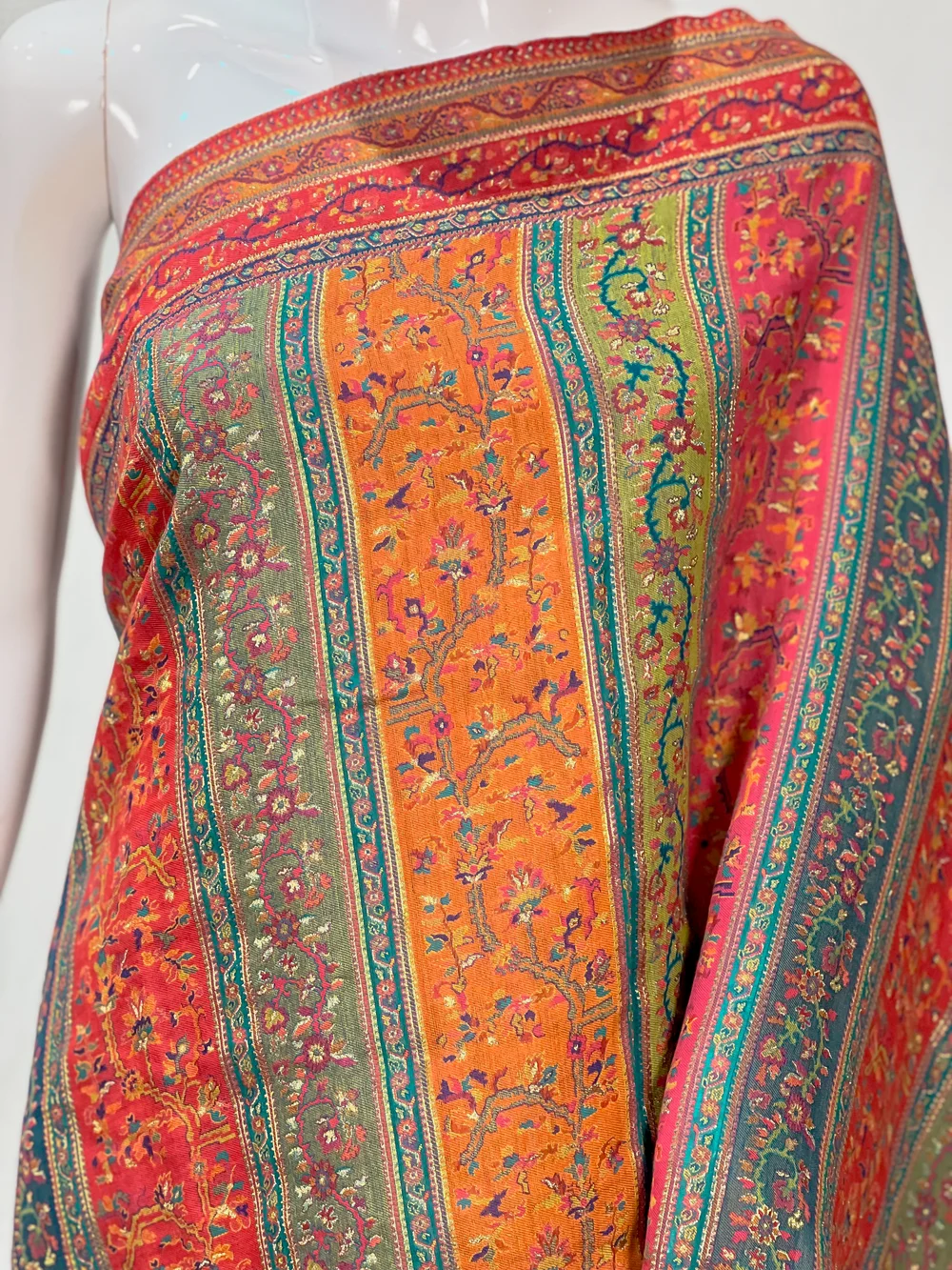 Aqua Green Modal Silk Kani Saree front