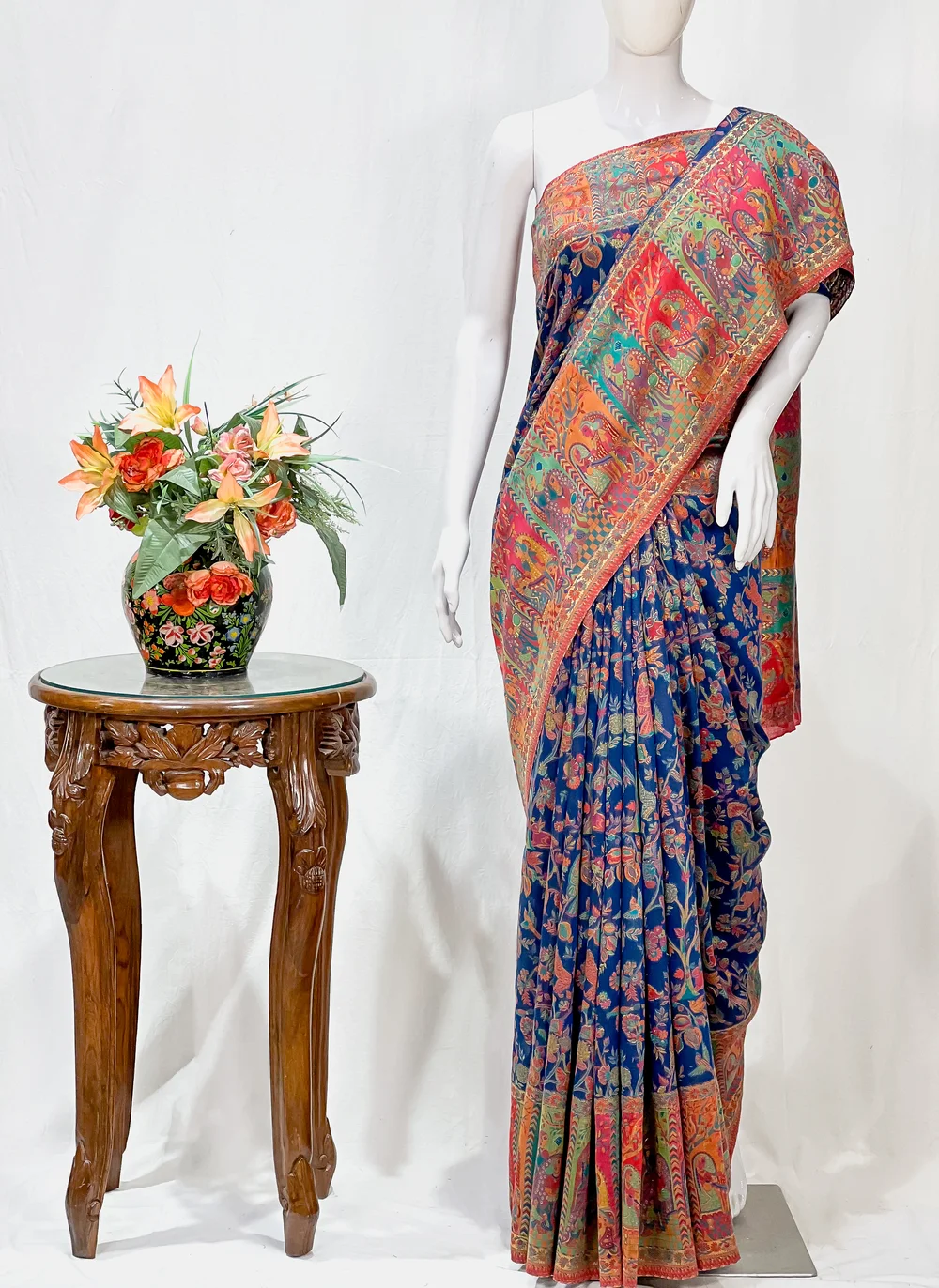 Royal Blue Modal Silk Kani Saree Royal Blue Modal Silk Kani Saree