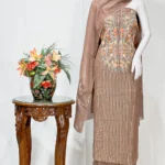Brown Salwar Suit with Kashmiri Aari and Zari Embroidery