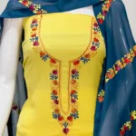 Yellow Salwar Suit with Kashmiri Aari Embroidery front