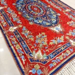 Hand Chain-Stitch Home Decor Floral Pattern Silken Rug front