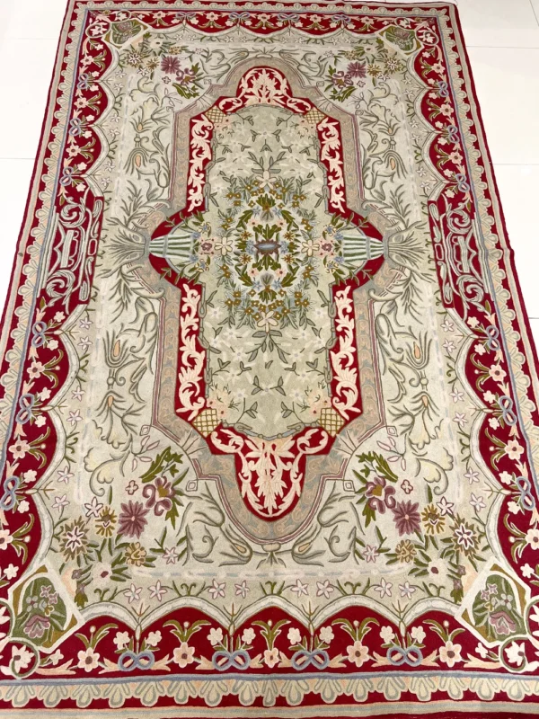 Hand Chain-Stitch Home Decor Floral Pattern Wollen Rug