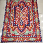 Hand Chain-Stitch Home Decor Floral Pattern Silken Rug