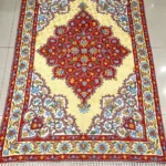 Hand Chain-Stitch Home Decor Floral Pattern Silken Rug