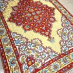 Hand Chain-Stitch Home Decor Floral Pattern Silken Rug front