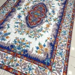 Hand Chain-Stitch Home Decor Floral Pattern Silken Rug front