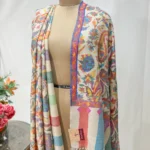 Off White Hand Woven Pure Pashmina Kani Shawl close up