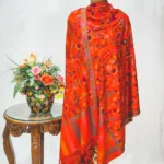Orange Hand Woven Pure Pashmina Kani Shawl