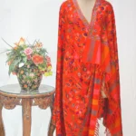 Orange Hand Woven Pure Pashmina Kani Shawl
