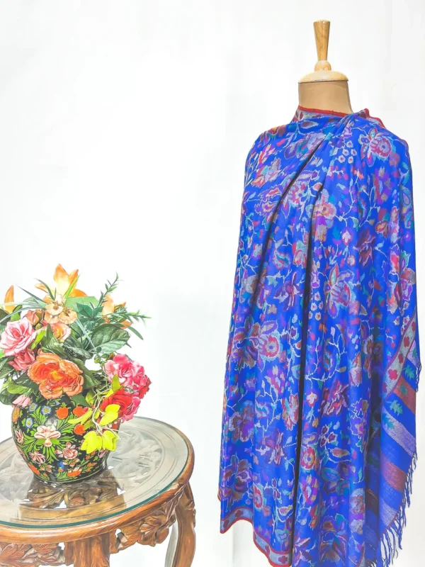 Royal Blue Hand Woven Kani Pure Pashmina Shawl