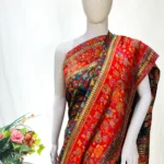 Grey Modal Silk Kani Saree With Floral Design close up