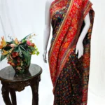 Grey Modal Silk Kani Saree With Floral Design