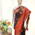 Royal Blue Modal Silk Kani Saree With Floral Design close up