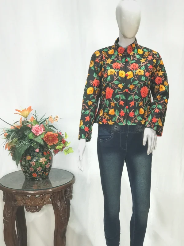 Black Floral Jaal Embroidered Bolero Jacket 2