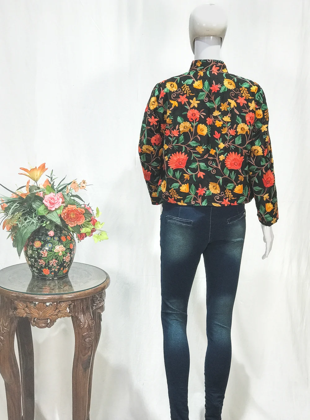Black Floral Jaal Embroidered Bolero Jacket 2 Black Floral Jaal Embroidered Bolero Jacket 2