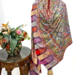 Multi-Colour Kalamkari Hand Embroidery Pure Pashmina Shawl With Hand Paint