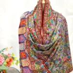 Multi-Colour Kalamkari Hand Embroidery Pure Pashmina Shawl With Hand Paint