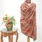 Beige Pure Pashmina Shawl With Floral Papier Mache Embroidery