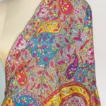 Natural Colour Pure Pashmina Shawl With Pastel Papier Mache Embroidery close up