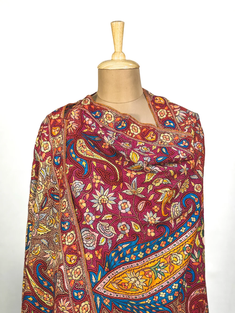 Pure Pashmina With Papier Mache Hand Embroidered Shawl