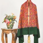 Bottle Green Pure Pashmina With Papier Mache Hand Embroidered Shawl