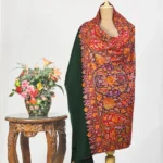 Bottle Green Pure Pashmina With Papier Mache Hand Embroidered Shawl