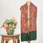 Bottle Green Pure Pashmina With Papier Mache Hand Embroidered Shawl