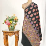 Black Pure Pashmina With Sozni And Tilla Shawl Hand Embroidery Fusion