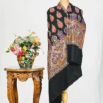 Black Pure Pashmina With Sozni And Tilla Shawl Hand Embroidery Fusion
