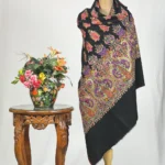 Black Pure Pashmina With Sozni And Tilla Shawl Hand Embroidery Fusion