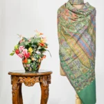 Sage Green Pure Pashmina Shawl With Sozni And Tilla Hand Embroidery