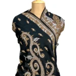 Black Pure Pashmina Sozni Shawl With Tilla Hand Embroidery