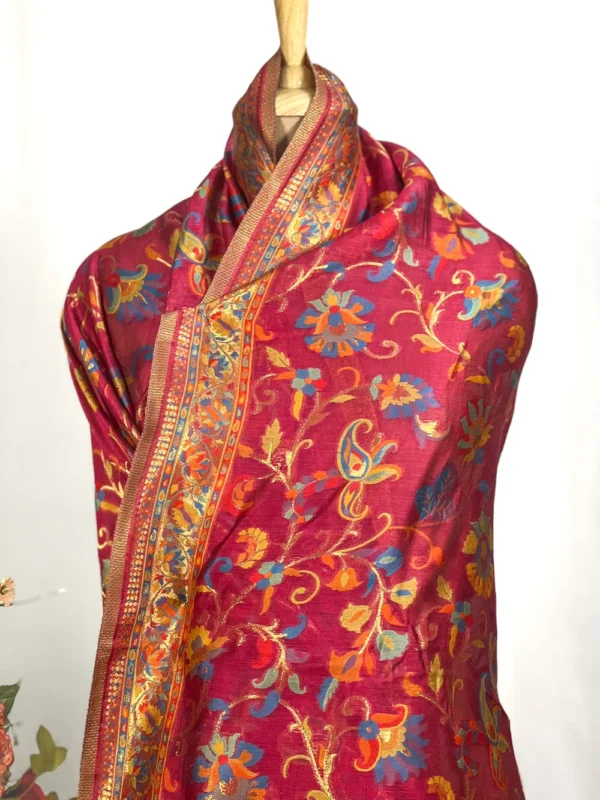 Magenta Modal Silk Kani Dupatta