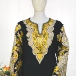 Woollen Phiran with Aari And Zari Embroidery close up