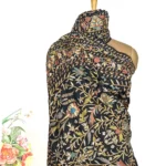 Black Pure Pashmina Shawl With Thread and Tilla Jaal Hand Embroidery