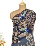 Black And Grey Ombre Pure Pashmina Shawl With Tilla Jaal Embroidery Close Up