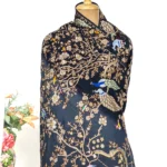 Black And Grey Ombre Pure Pashmina Shawl With Tilla Jaal Embroidery