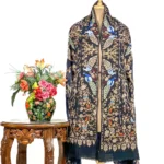 Black And Grey Ombre Pure Pashmina Shawl With Tilla Jaal Embroidery