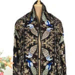 Black And Grey Ombre Pure Pashmina Shawl With Tilla Jaal Embroidery