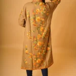 Fawn Kashmiri Long Coat with Aari Jaal Embroidery