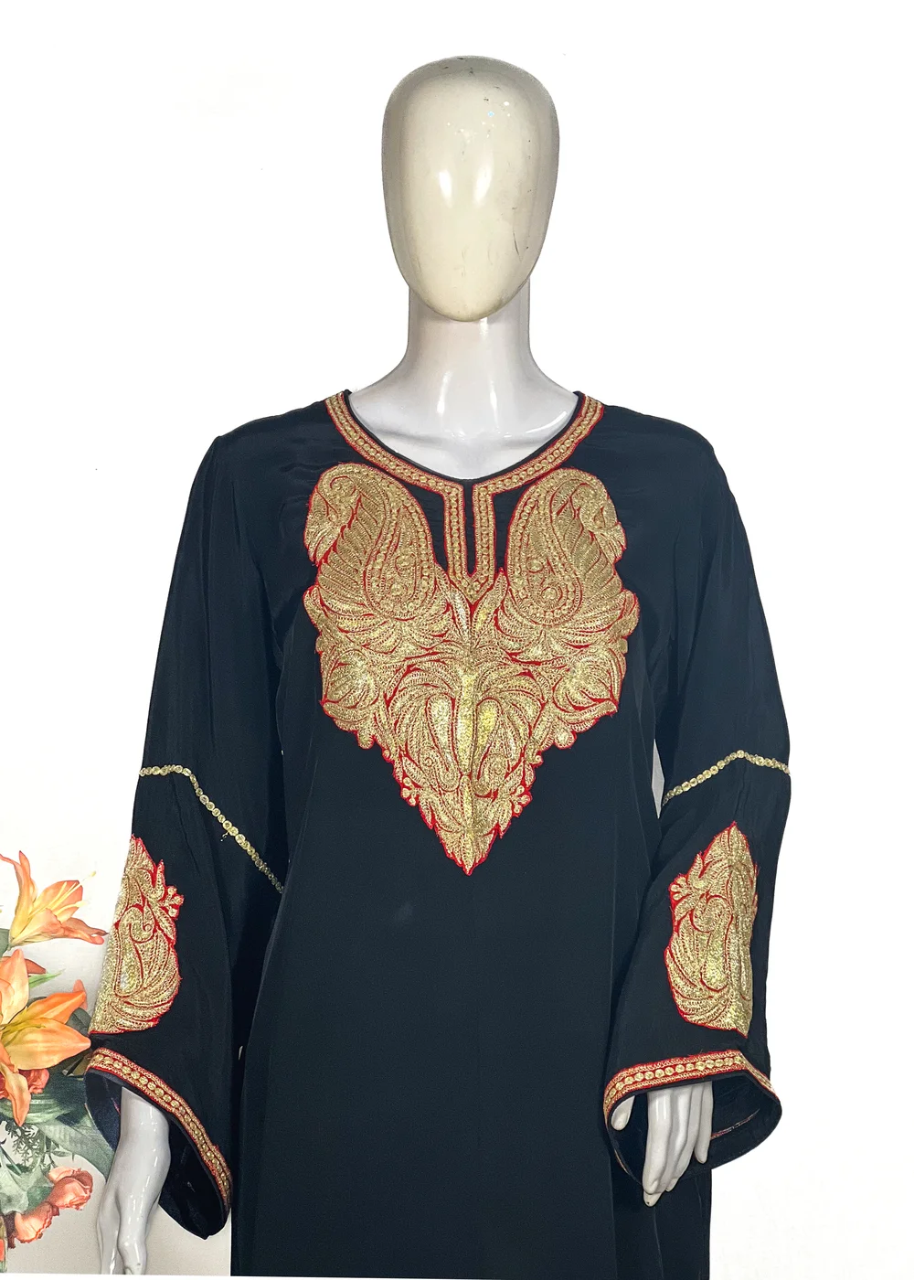 Natural Crepe Kurti with Tilla Machine Embroidery