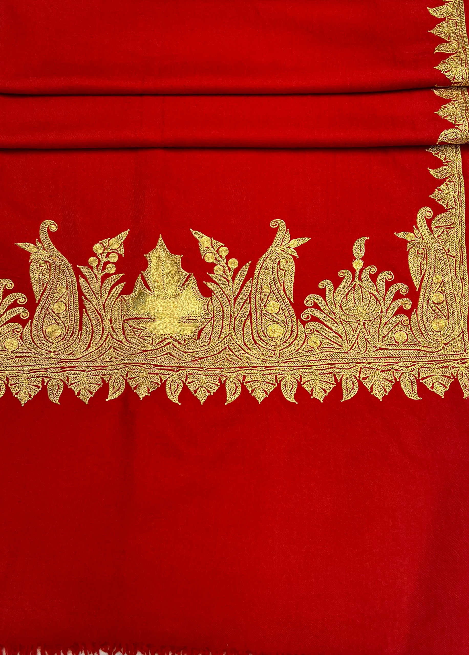 IMG_3628Red Pure Pashmina Shawl With Tilla Hand Embroidery Red Pure Pashmina Shawl With Tilla Hand Embroidery
