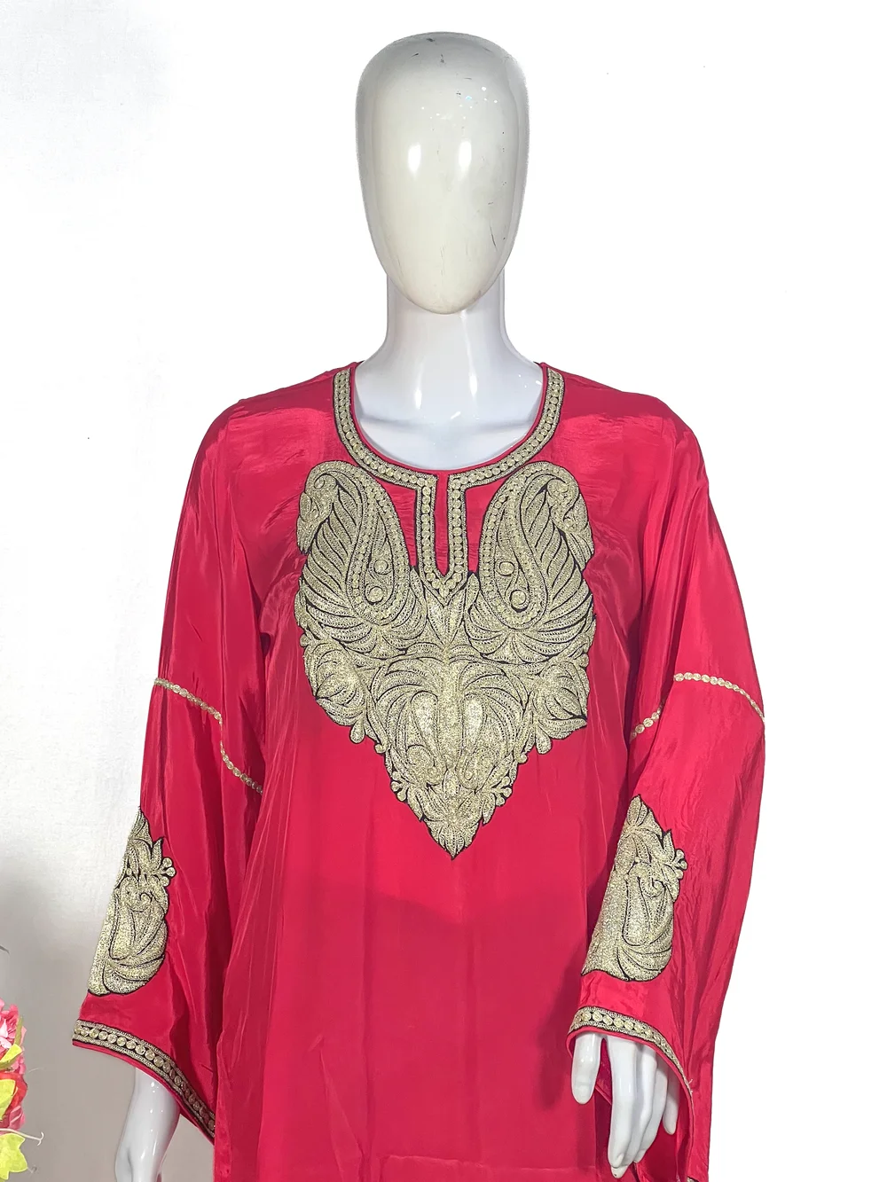Natural Crepe Kurti with Tilla Machine Embroidery