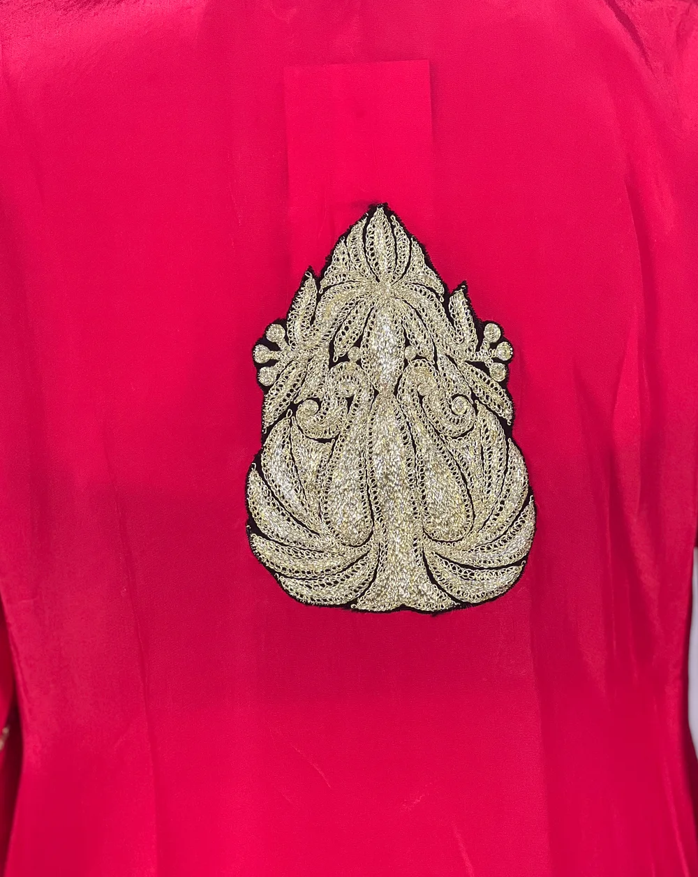 Natural Crepe Kurti with Tilla Machine Embroidery