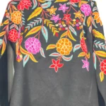 Black Shrug Jacket with Floral Embroidery
